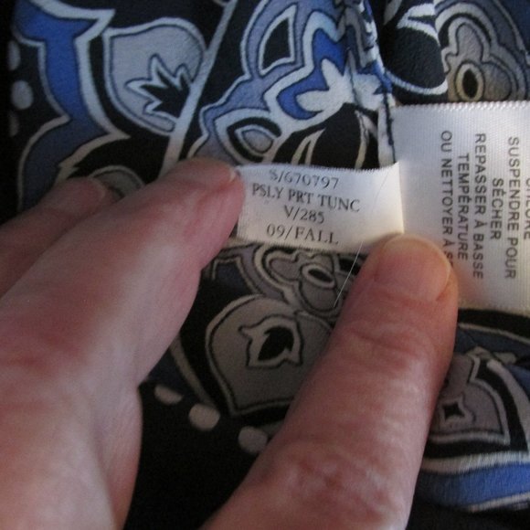 Banana Republic Dark Blue & White Silk Tunic/Mini Dress 3/4 Sleeve Sz XS - Picture 9 of 9